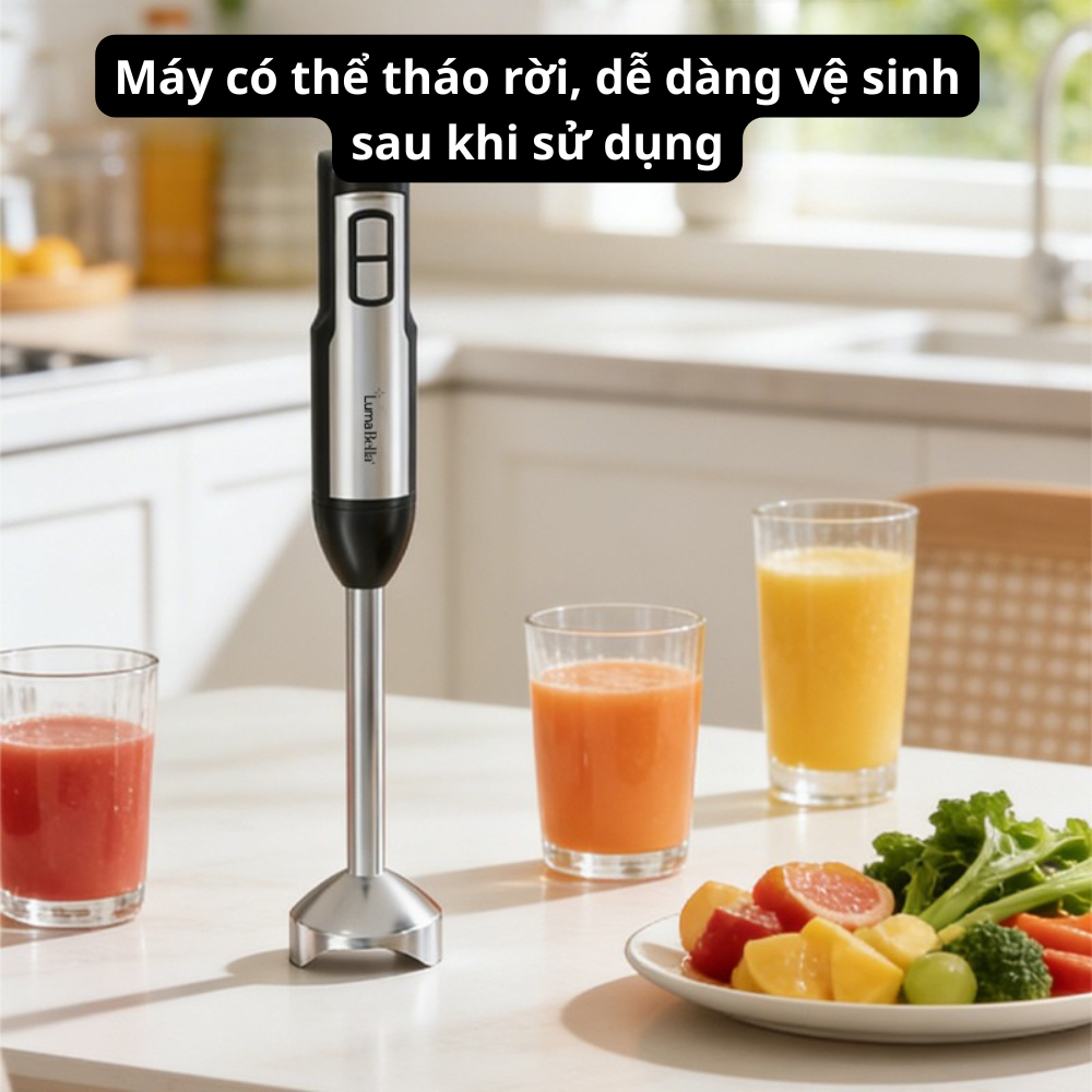 Máy xay cầm tay đa năng Lumabella LB-52036 công suất 1200W, lưỡi dao sắc bén xay nhuyễn thực phẩm - HÀNG CHÍNH HÃNG