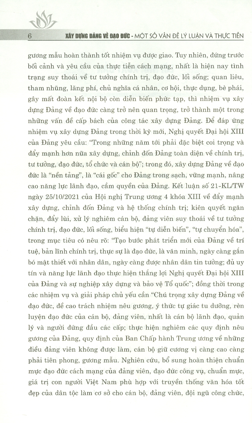 Xây Dựng Đảng Về Đạo Đức - Một Số Vấn Đề Về Lý Luận Và Thực Tiễn (Sách chuyên khảo) (In giới hạn 100 cuốn)