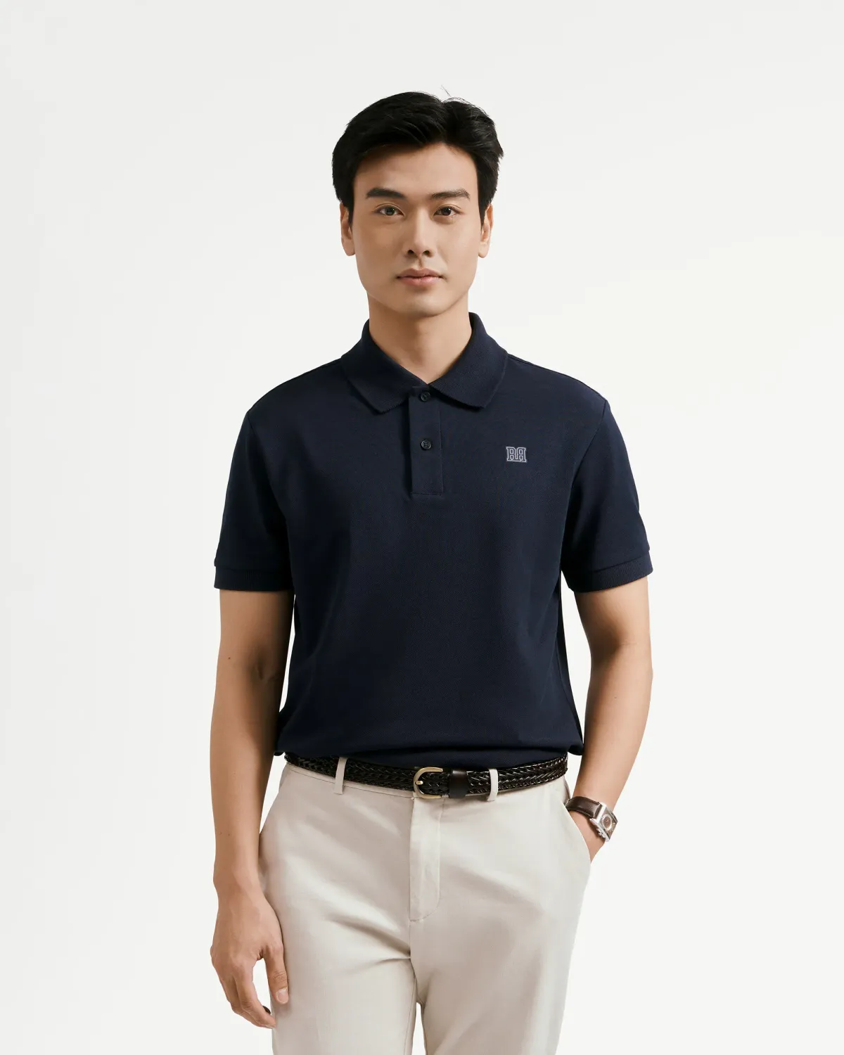 Áo polo tay ngắn nam phối cổ gắn patch Form Fitted - ROUTINE 10F25POL008