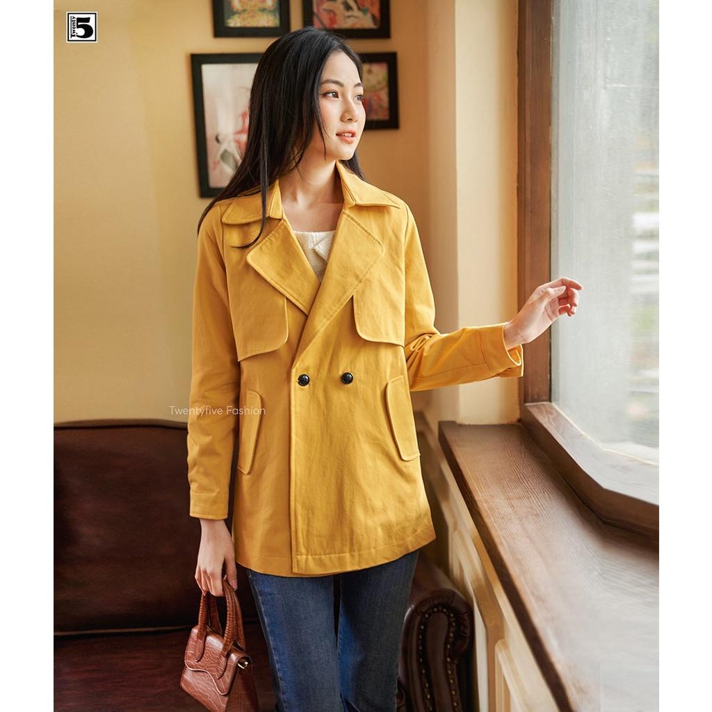 Áo khoác kaki nữ 2 lớp, dáng dài Twentyfive NK5