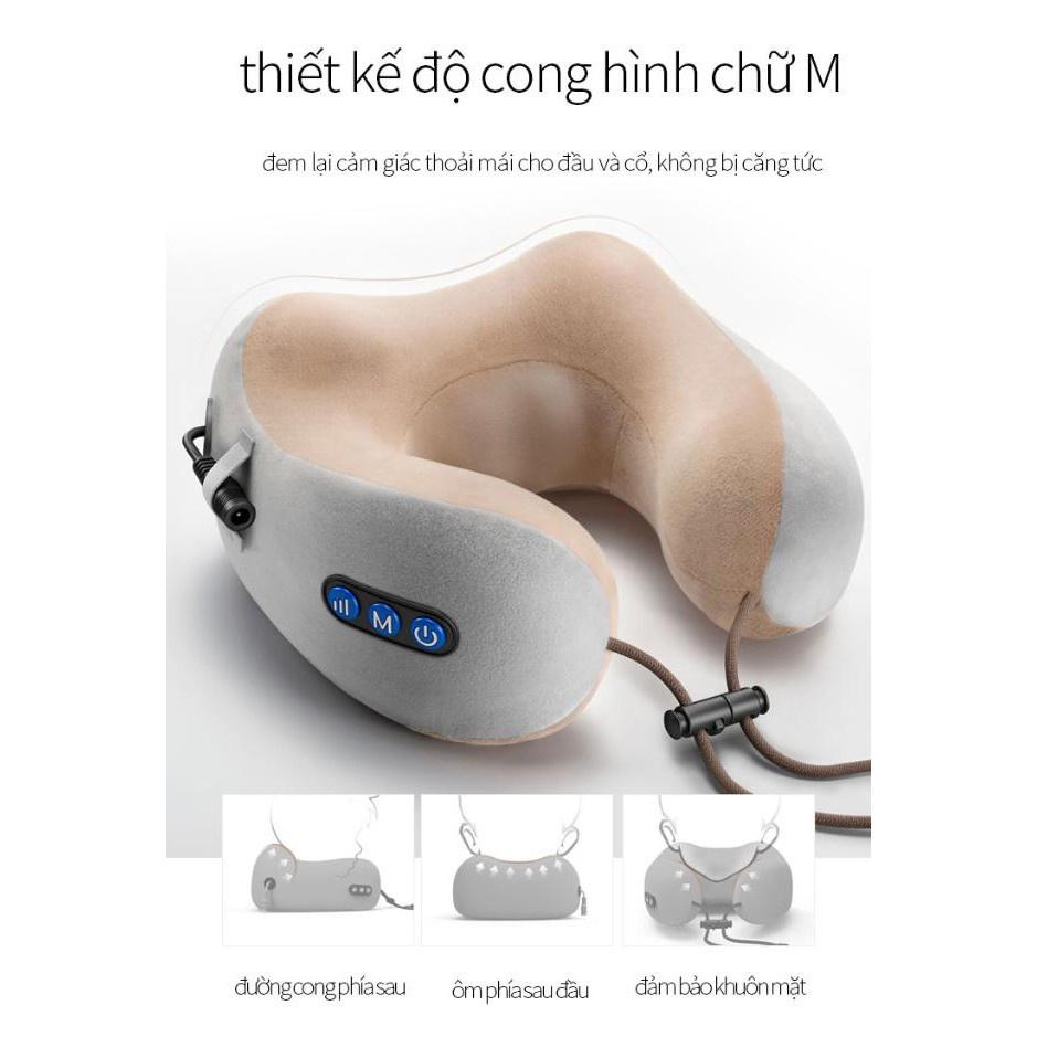 Gối massage cổ chữ U cao cấp đa năng mát xa cổ tiện dụng, matxa cổ vai gáy Gối Du lịch Dễ dàng sử dụng