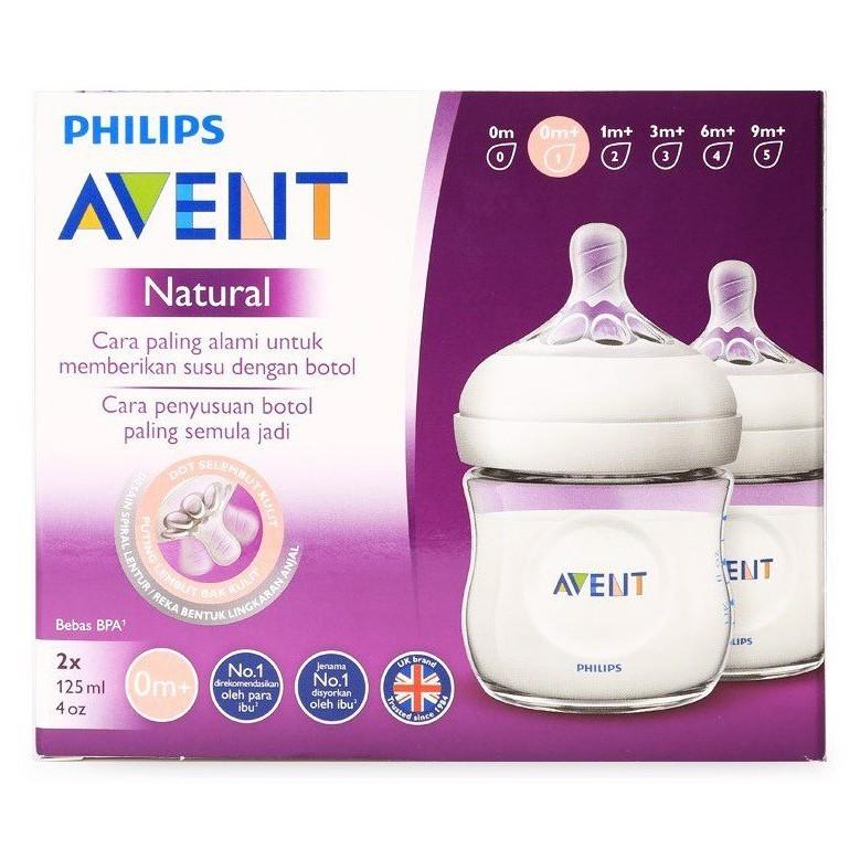 Bình 2 Bình Sữa Philips Avent Natural 125ml - bình bằng nhựa PP, Không Có BPA - 690.23