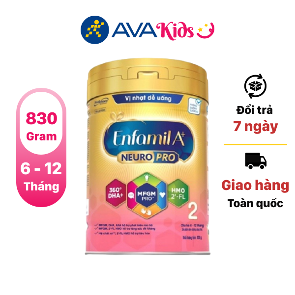 Sữa bột Enfamil A+ Neuropro số 2 vị nhạt dễ uống 830g