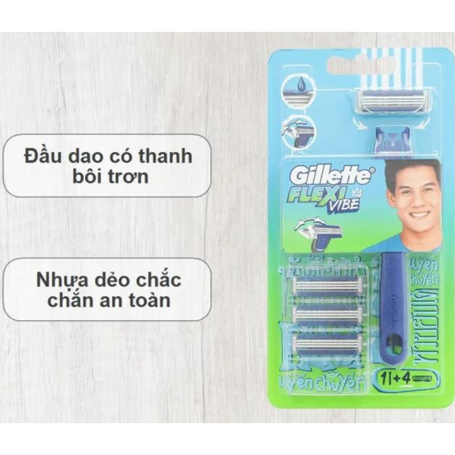 Dao Cạo Râu GILLETTE Flexi Vibe Hộp 1 Cán Dao Và 4 Lưỡi