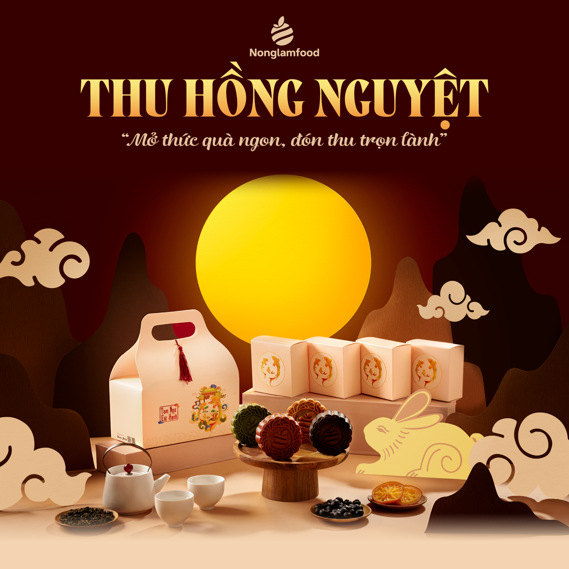 Bánh trung thu ăn kiêng, ít ngọt Chocolate Cam Navel Đông Trùng Hạ Thảo Nonglamfood 150g