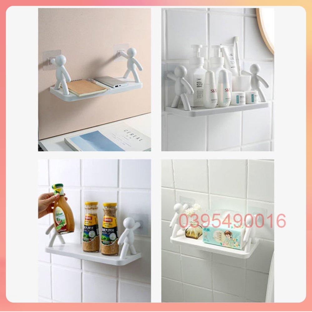 Kệ phòng tắm hình nhân để đồ dán tường để đồ nhà bếp chất liệu nhựa PP chắc chắn tiện lợi không cần khoan đục