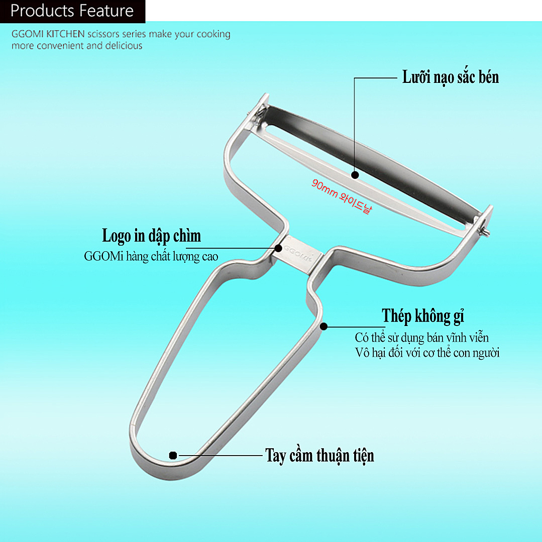 Bào, nạo 2 lưỡi sắc bén dài 14.5cm bằng thép không gỉ an toàn sức khỏe của GGOMi Hàn Quốc GG775