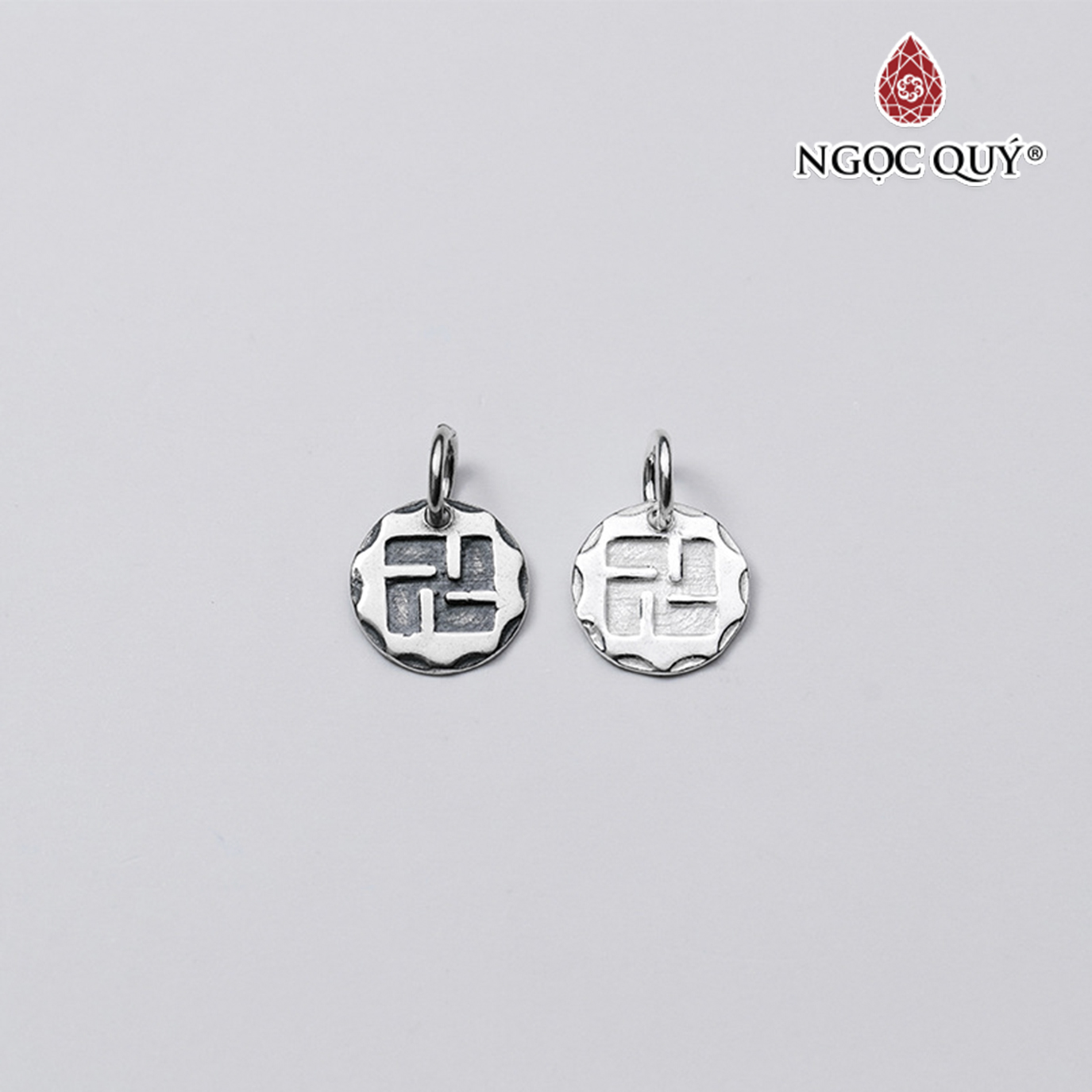 Charm bạc hình chữ vạn treo - Ngọc Quý Gemstones