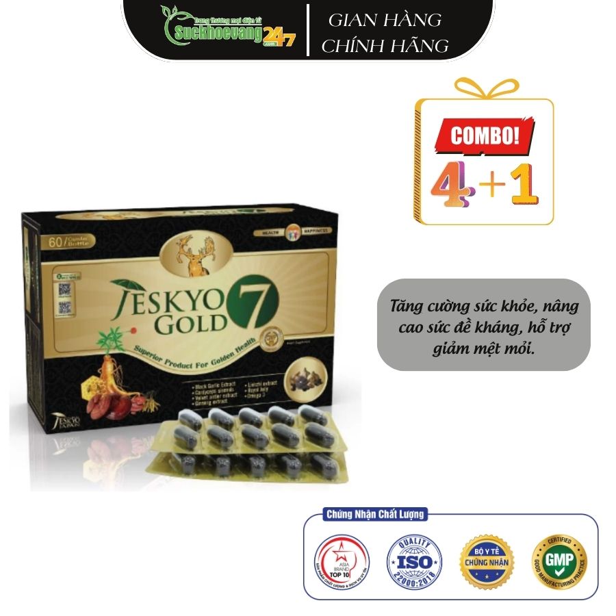 Viên uống Jeskyo Gold 7 hỗ trợ tăng cường sức khỏe, nâng cao sức đề kháng, giảm mệt mỏi - Hộp 60 viên