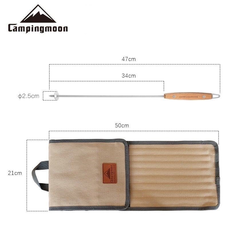 Đồ cắm trại bộ 8 xiên nướng BBQ campingmoon campoutvn du lịch dã ngoại có túi sang trọng đựng kèm glamping không rỉ sét hợp vệ sinh A185