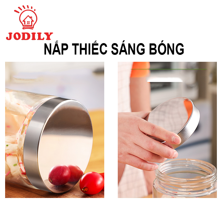 Lọ Thủy Tinh Nắp Thiếc Jodily Sang Trọng, Đựng Đồ Tiện Lợi, Sạch Sẽ, An Toàn