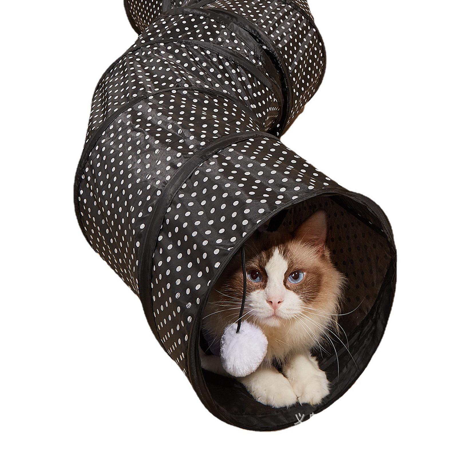 Cat Tunnel with Playing Ball Tent Tunnel Folding Play Tunnels Kitten Foldable Tunnel Cat Toy for Kitten Hamster Indoor Cats