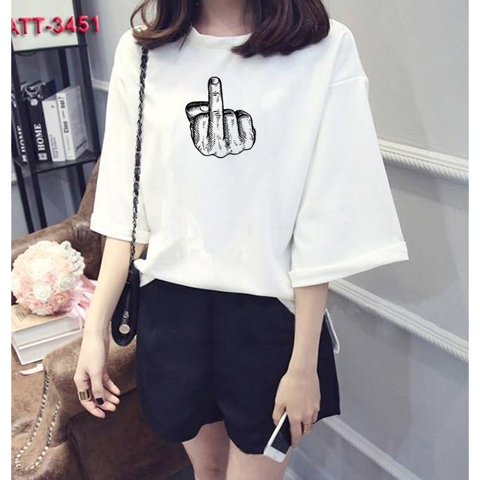 Áo thun nữ tay lỡ Hàn Quốc form rộng in hình chất vải dày mịn TEEWOTL92