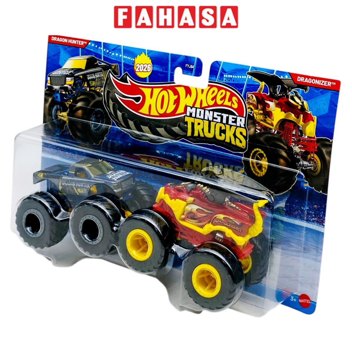 Đồ Chơi Bộ 2 Siêu Xe Monster Trucks - Hot Wheels FYJ64M - Dragon Hunter + Dragonizer