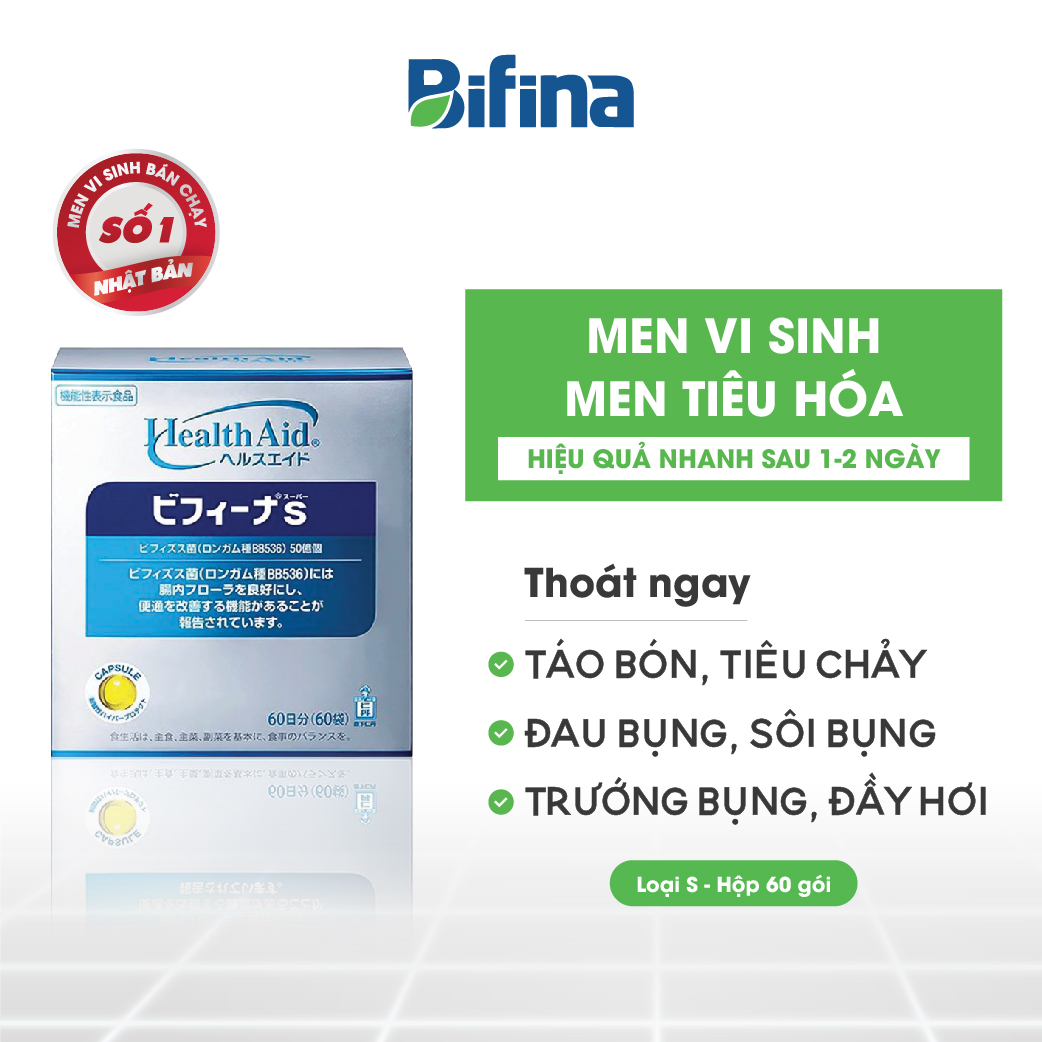 Men vi sinh-Men tiêu hóa BIFINA NHẬT BẢN, loại S60 gói