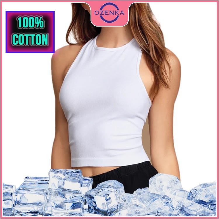 Áo croptop khoét nách nữ , áo ba lỗ crt ôm body nữ thun gân 100% cotton đen trắng rẻ đẹp free size dưới 50 cân