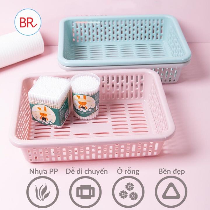 Rổ nhựa chữ nhật Việt Nhật (3593/3594) đựng đồ đa năng, tiện ích – Khay nhựa chữ nhật đựng đồ nhà bếp, tài liệu 01765