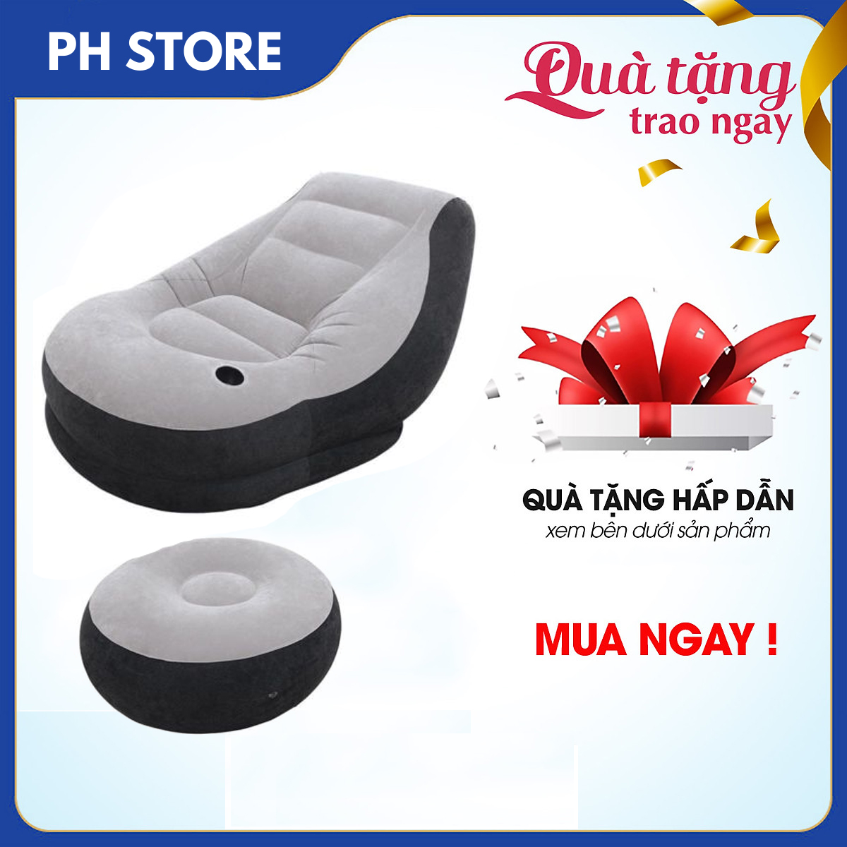 Ghế Đệm Hơi Tựa Lưng Cao Cấp, Thiết Kế Sang Trọng, Bền Bỉ, Không Thấm Nước, Bọc Nhung Mềm Mại, Không Phai Màu