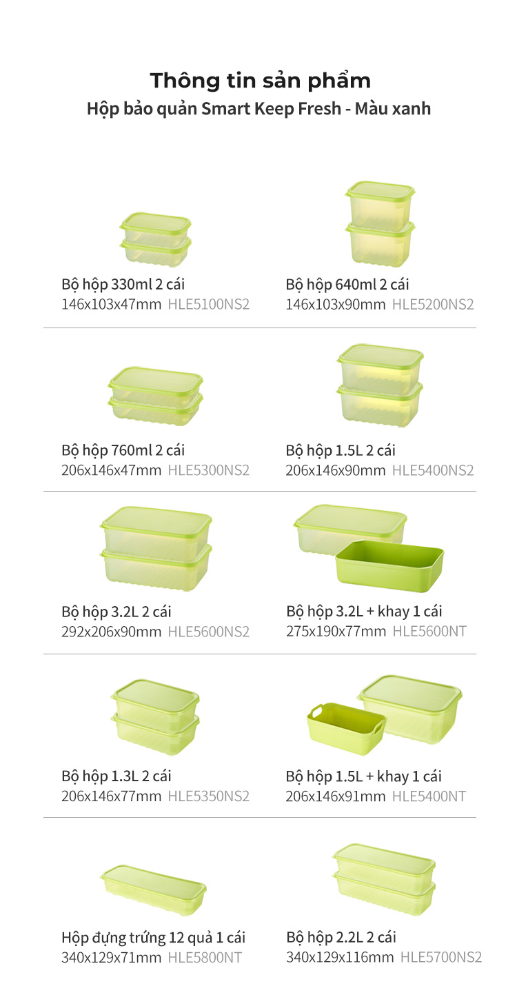 Bộ 2 hộp nhựa bảo quản thực phẩm LocknLock Smart Keep Fresh Food Container 1.3L HLE5350NS2, Hàng chính hãng, giữ tươi mát đến 31 ngày - JoyMall