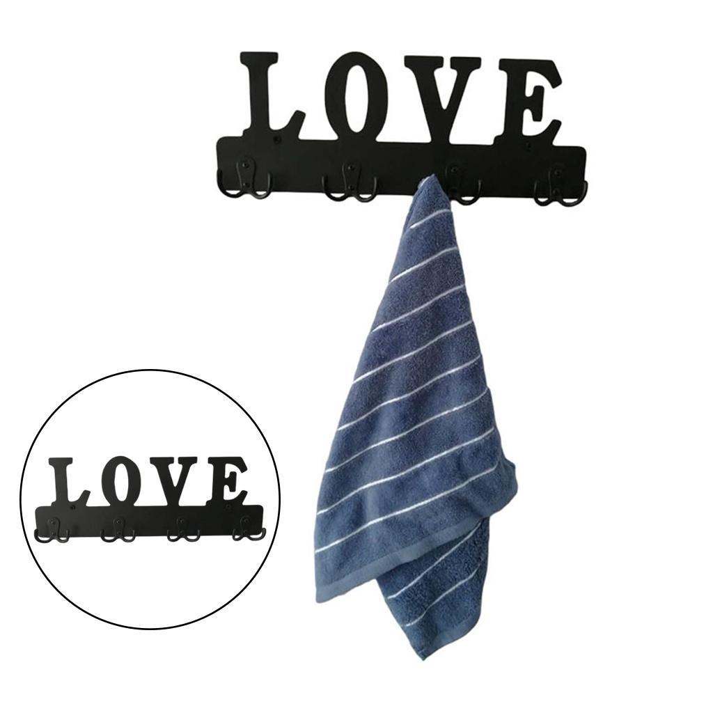 Steel Hooks w/ Love Letter Coat Clothes Door Holder Rack Hook Wall Hanger