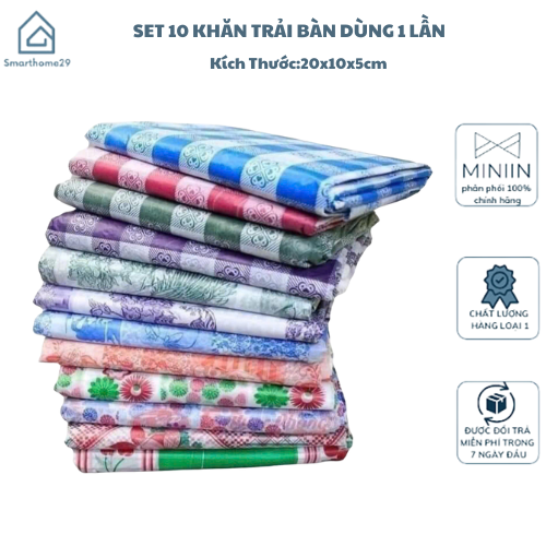 Set 10 Khăn Trải Bàn Dùng 1 Lần Loại Lớn - Khăn Du Lịch Picnic Chống Thấm Size To 120cm x 150cm - HÀNG CHÍNH HÃNG MINIIN