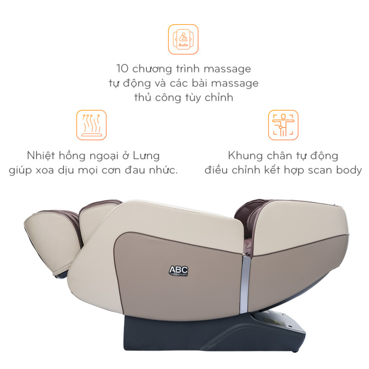 Ghế massage toàn thân ABCSport S5 công nghệ massage 4D, cảm biến lùi tường tự động, điều khiển bằng giọng nói