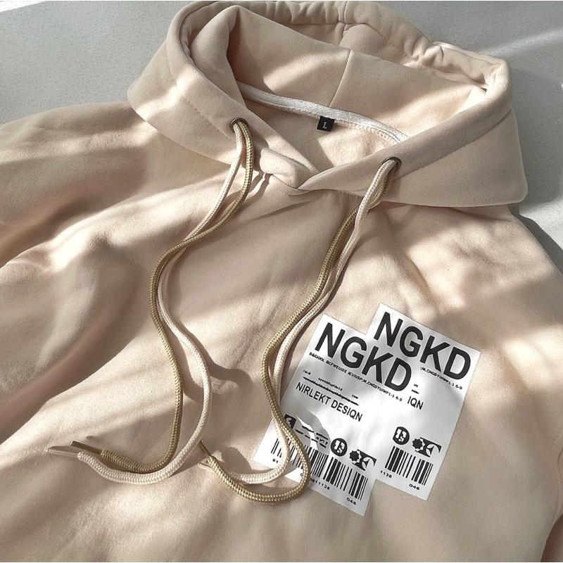 Áo khoác nỉ bông Hoodie Zip in chữ NGDK ngược form rộng unisex nam nữ