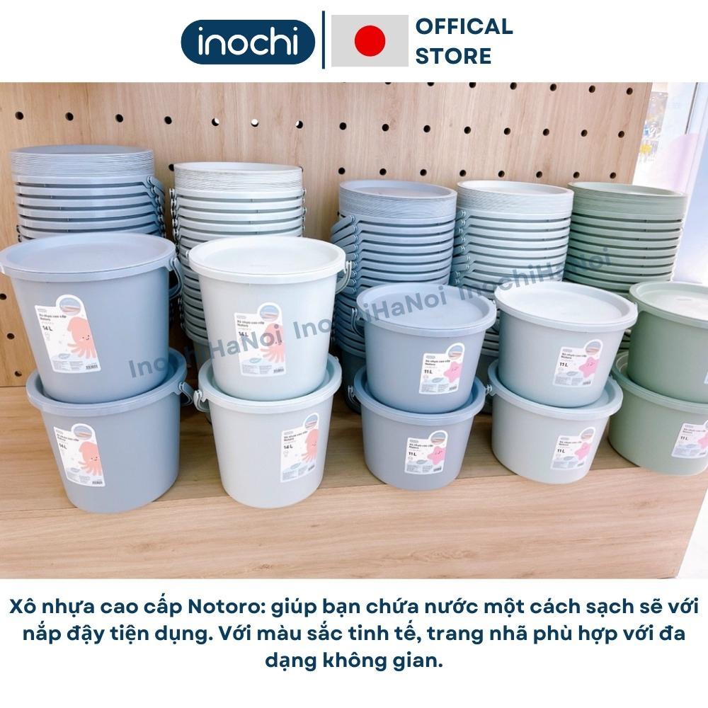 Xô chậu nhựa có nắp inochi cao cấp Notoro 11L 14L màu patsel đựng nước, gạo