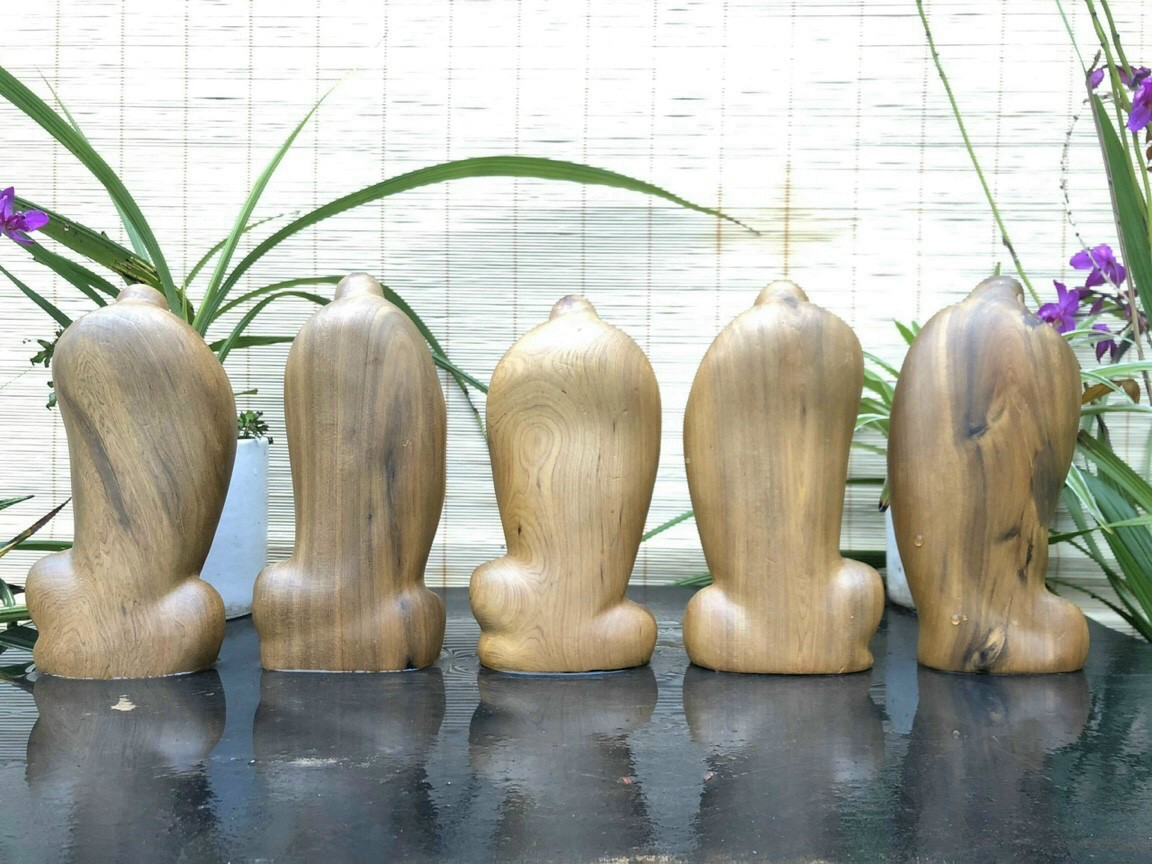 Bộ tượng phật ngũ phúc bằng gỗ bách xanh thơm nức kt 20×11×7cmnh kt cao 20×11×7cm