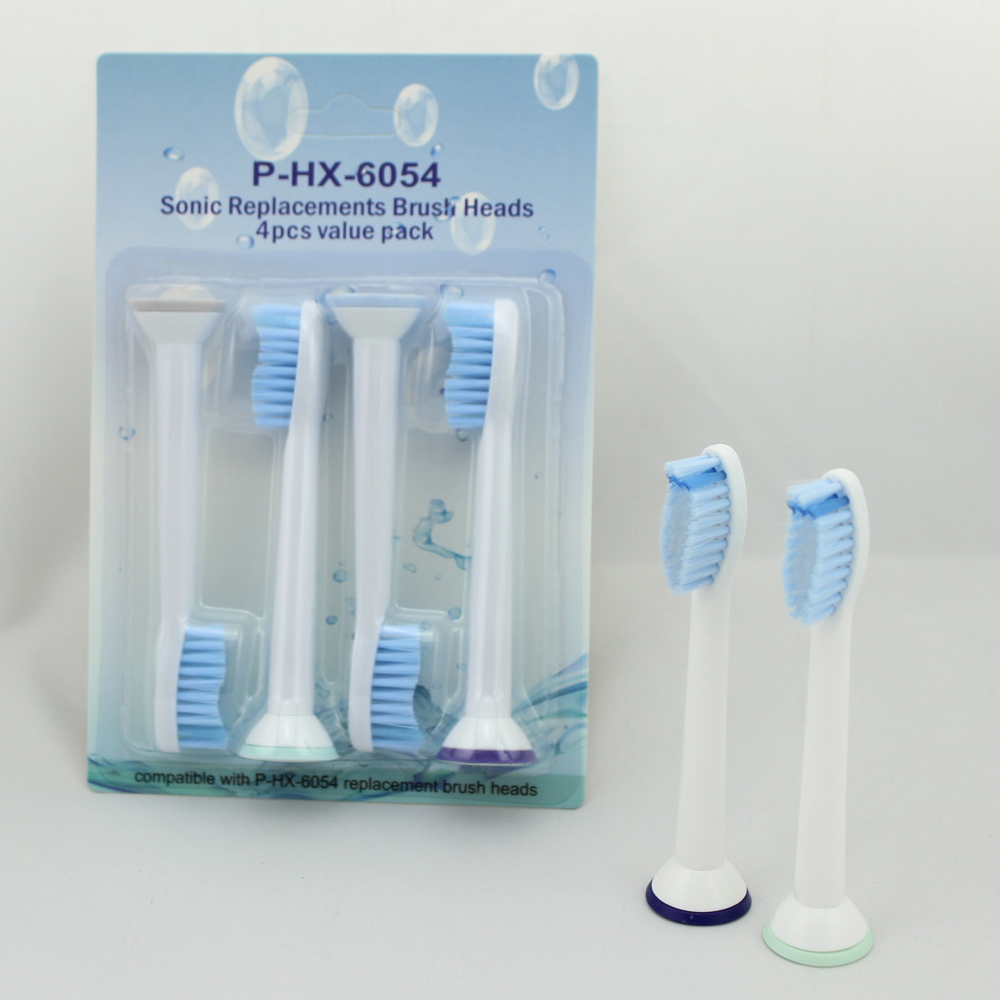 Bộ 4 đầu bàn chải đánh răng điện HX-6054 cho máy Philips Sonicare cho răng nhạy cảm HX3, HX6, HX7, HX8, HX9, R, FlexCare +, FlexCare, HealthyWhite, HydroClean, EasyClean, DiamondClean