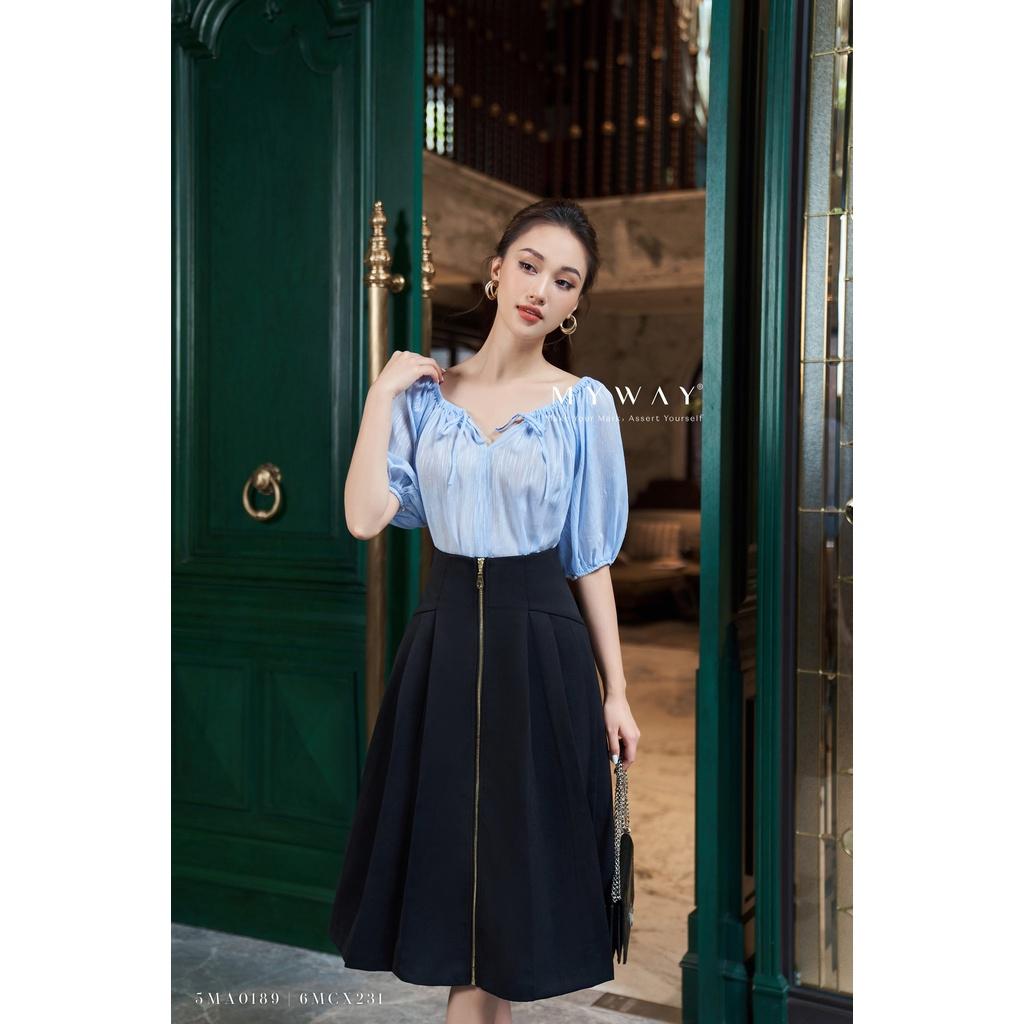 Áo Sơ Mi Nữ MY WAY Tay Phồng Nhún Bèo Sang Trọng 5MA0189