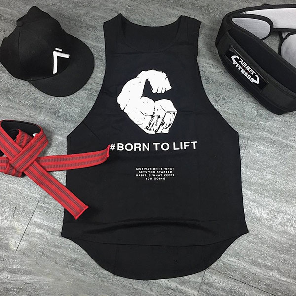 Áo Tập Gym Nam Tanktop 3 Lỗ Born To Lift Chất Cotton Cao Cấp Thấm Hút Mồ Hôi