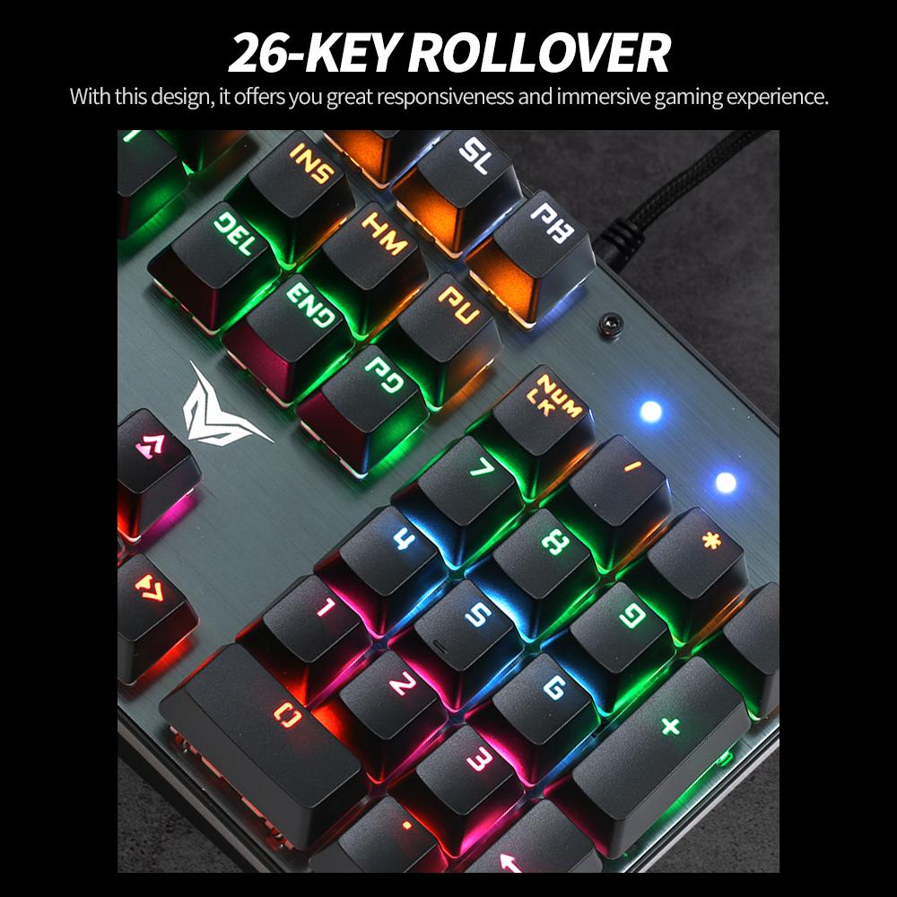 Bàn phím cơ có dây 26 phím Rollover / 9 chế độ có đèn nền / Double Shot Keycaps / Phím kết hợp đa chức năng