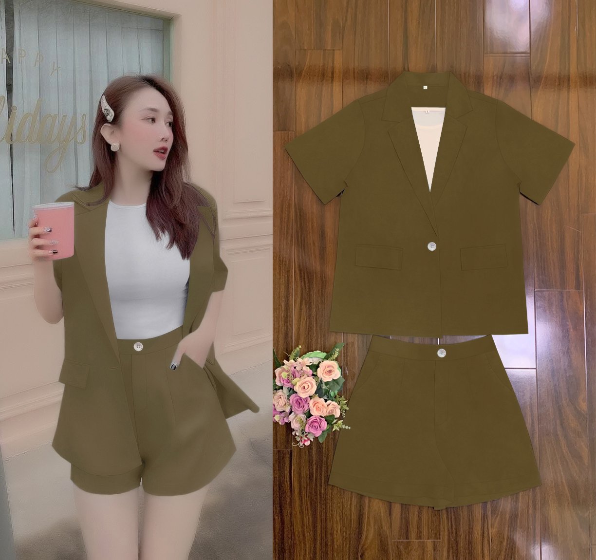 Sét nguyên bộ vest 3 món xinh xắn