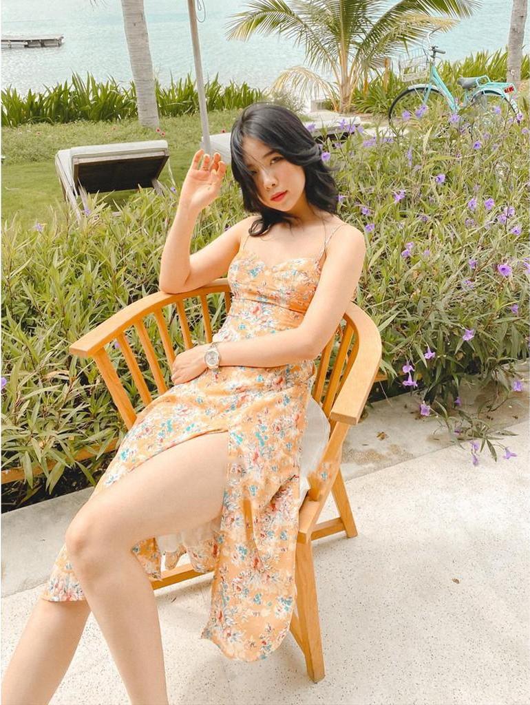Đầm thiết kế dây vàng nâu hai dây Abilene  Dress Gem Clothing SP006154