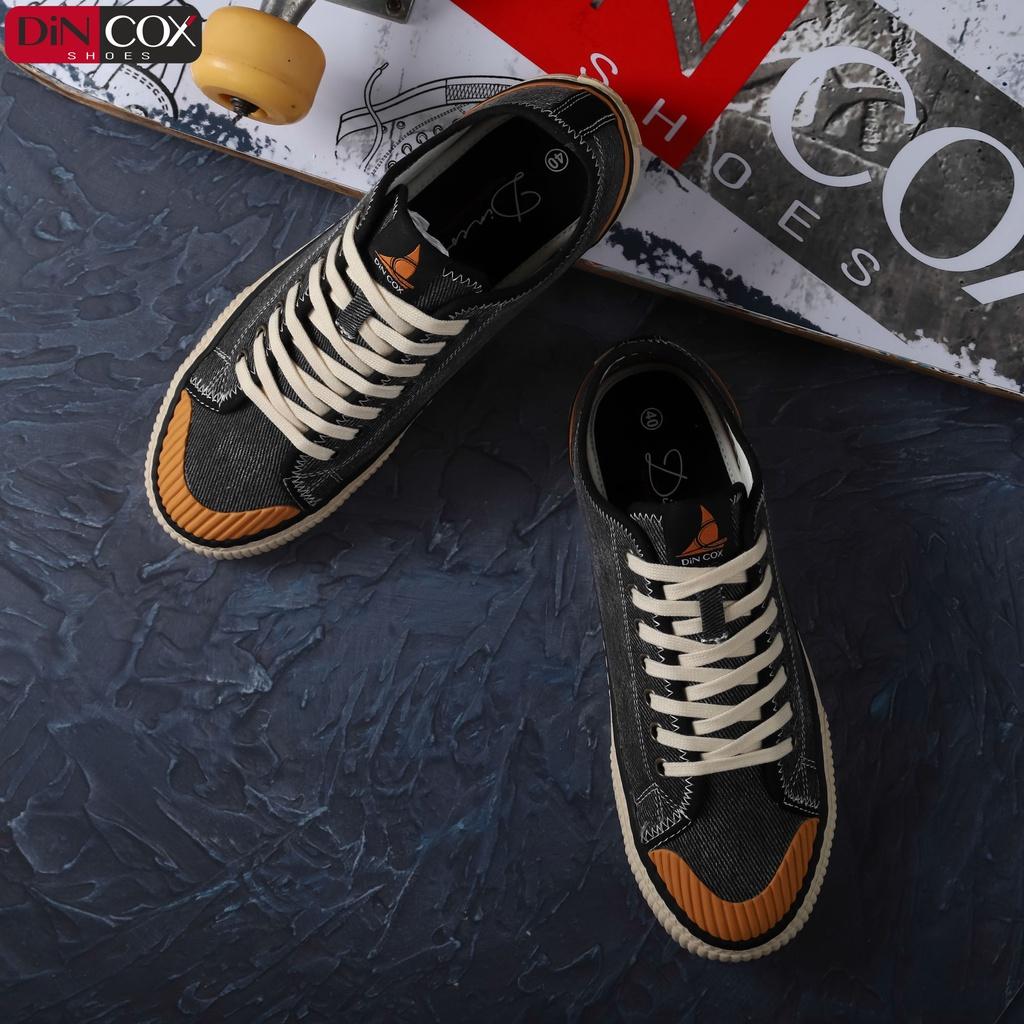 Giày Sneaker Vải Nam DINCOX D21 Ấn Tượng Black Wash Canvas Jean