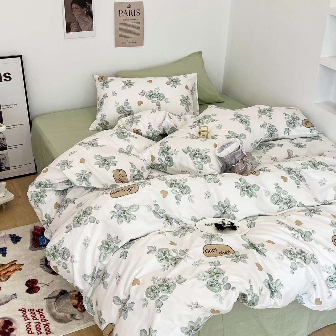 Set chăn ga gối COTTON FLOWER NHỮNG BÔNG HOA BÔNG GÒN XINH XẮN chất liệu thoáng mát dùng được 4 mùa