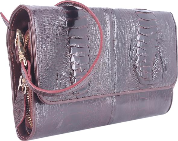 Túi Đeo Da Đà Điểu VIP Huy Hoàng HT6411 (19 x 10.5 cm) - Nâu Đất