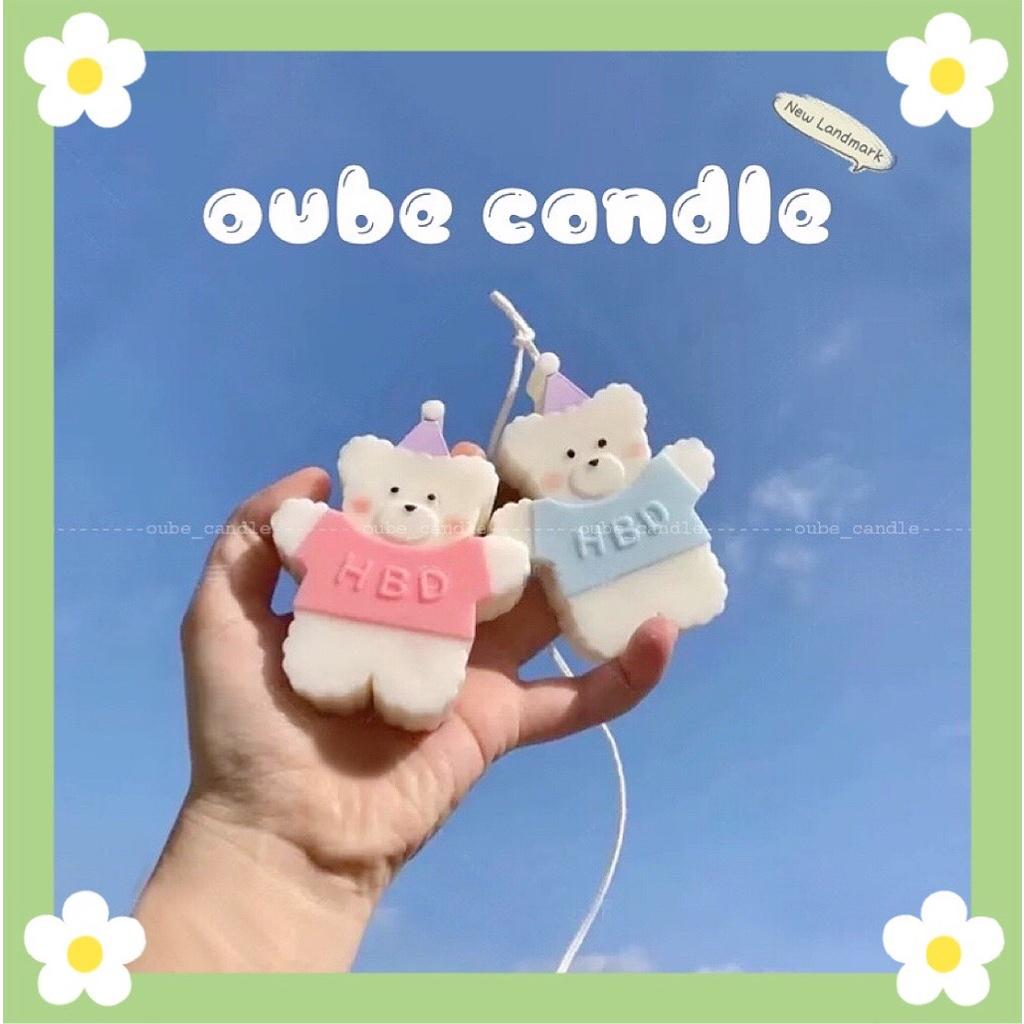 Nến Thơm Tinh Dầu Trang Trí Phòng Siêu Yêu Bé Gấu Happy Birthday Hàn Quốc - Quà Tặng - Trang Trí | Oube Candle NT3