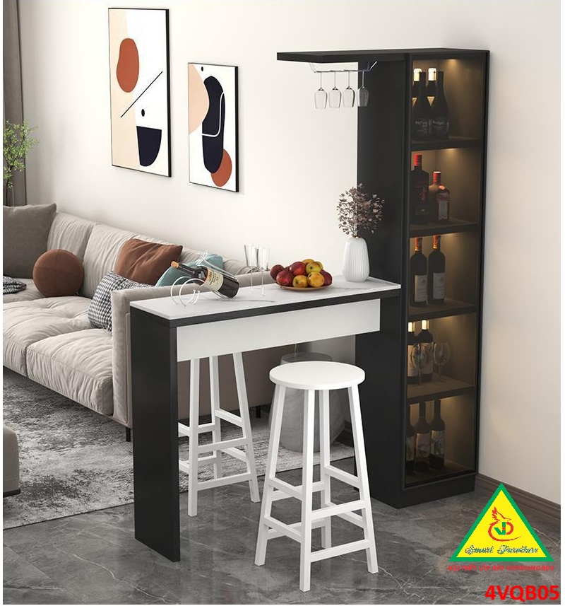 Quầy bar mini, quầy bar kiêm vách ngăn phòng khách nhà bếp 4VQB05 ( Không kèm ghế )- NỘI THẤT LẮP RÁP VIENDONGADV
