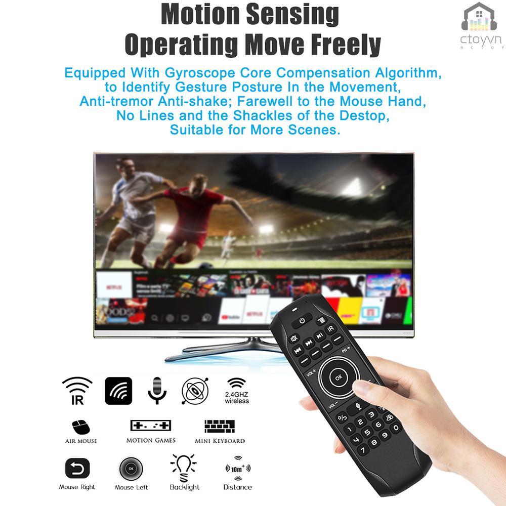 Bàn phím không dây 2.4G điều khiển bằng giọng nói 6 trục cho TV thông minh Android TV BOX PC