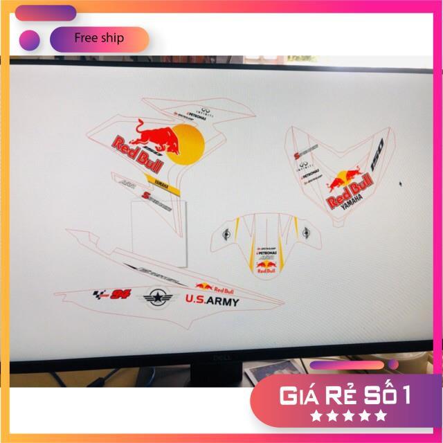 Tem rời dành cho xe Exciter 150 redbull dán xe trắng