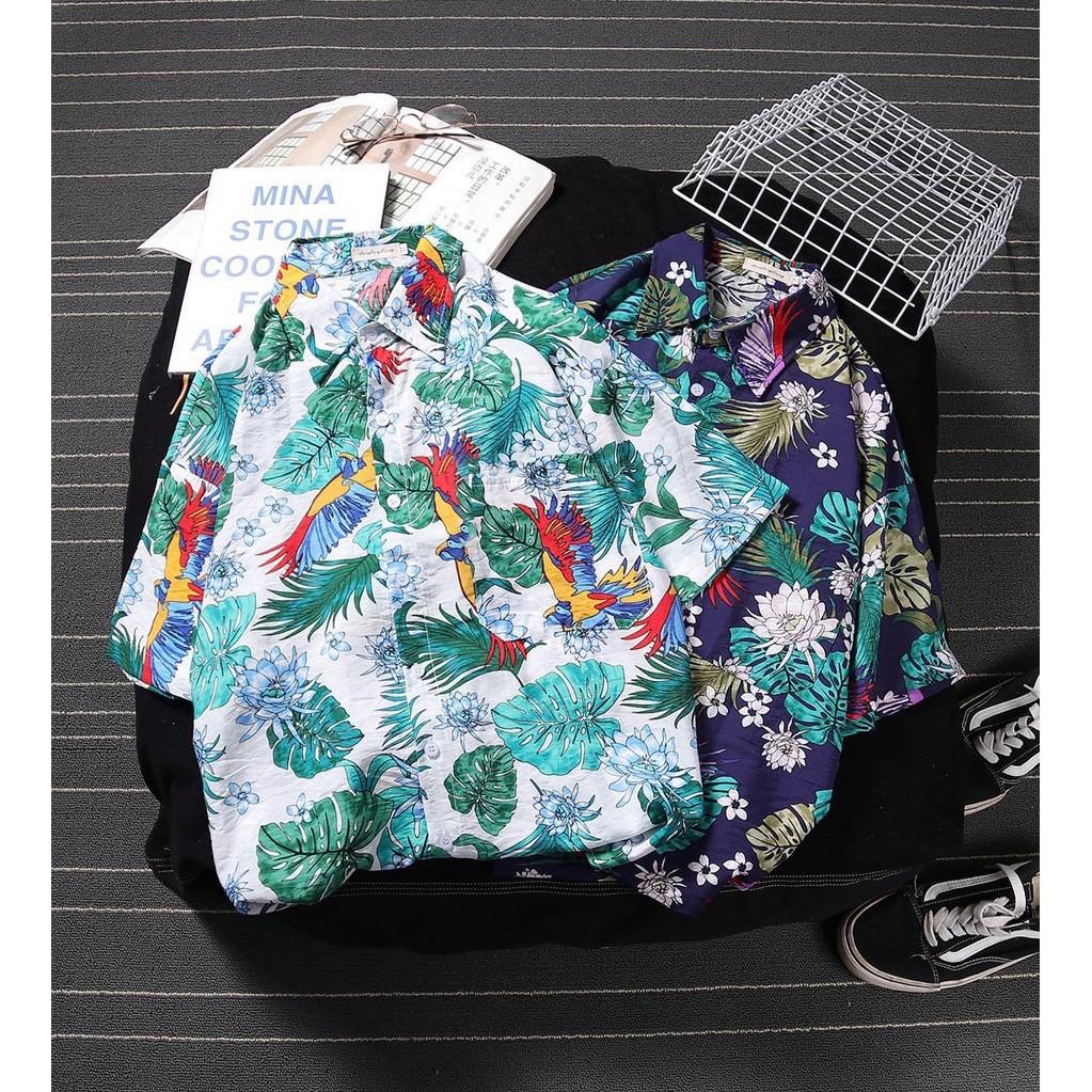 Áo sơ mi hawaii họa tiết hoa lá chim