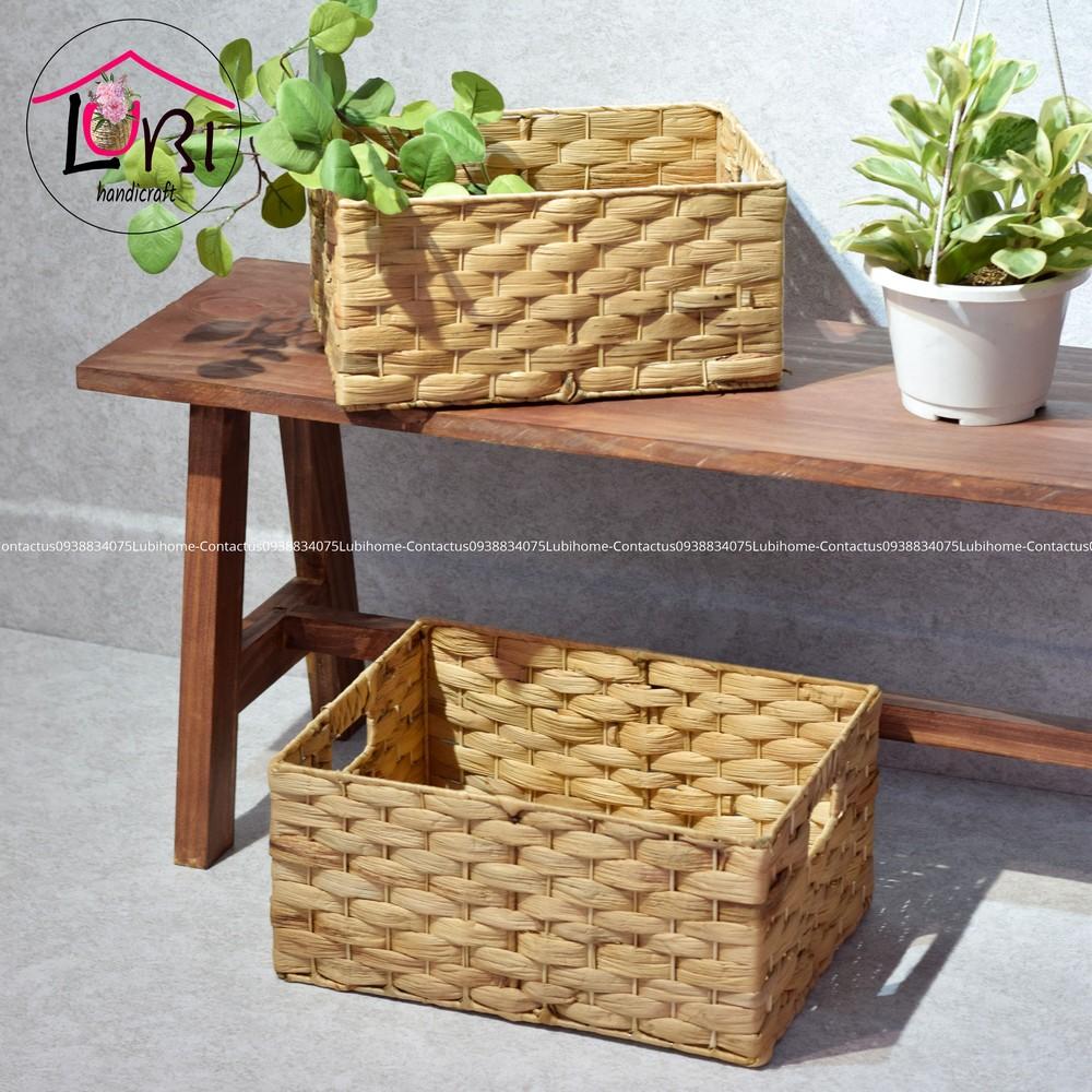 - Sọt đựng đồ lục bình hình chữ nhật đan vuốt dẹt sang trọng - LB073