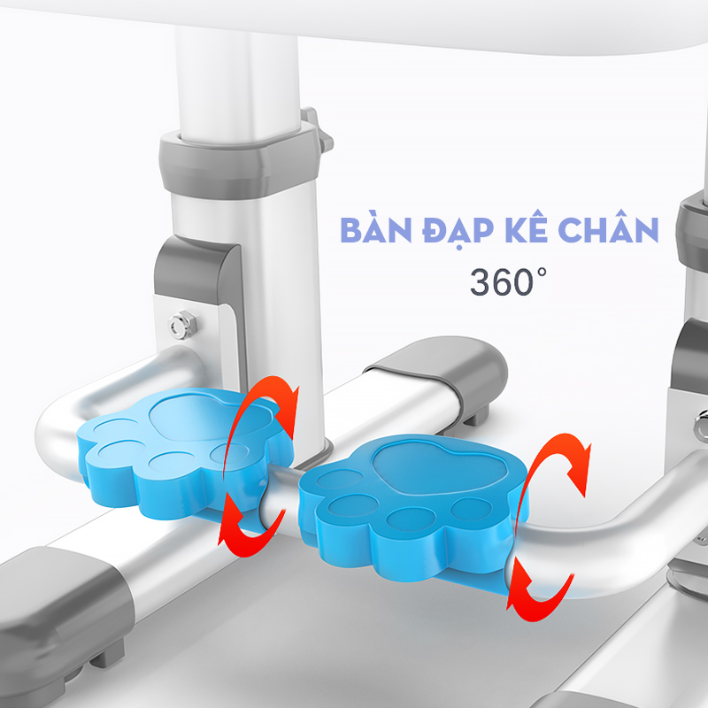 Ghế học sinh thông minh chống gù tùy chỉnh độ cao có gác chân có dây đai và lớp đệm ngồi - Hàng chính hãng