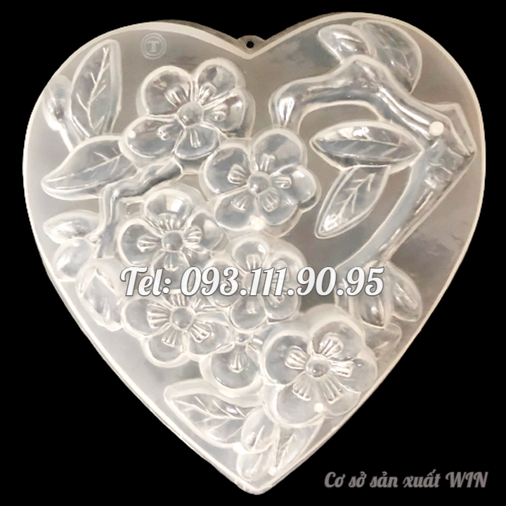 Khuôn rau câu sinh nhật, cưới hỏi hoa mai – Khuôn hình tim loại 20 cm – Mã số 1820