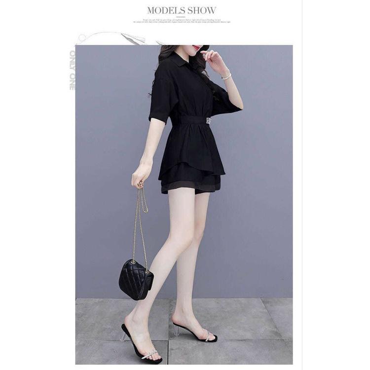 Set bộ short kiểu áo sơ mi phối chữ NEL