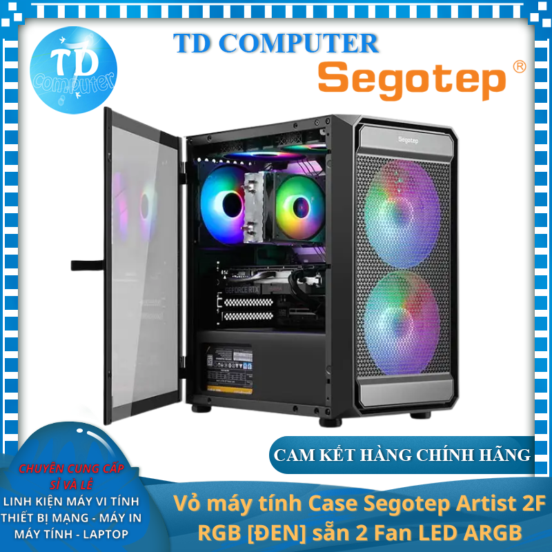 Vỏ máy tính Case Segotep Artist 2F RGB sẵn 2 Fan LED ARGB Gaming Kính cường lực - Hàng chính hãng NetWork Hub phân phối