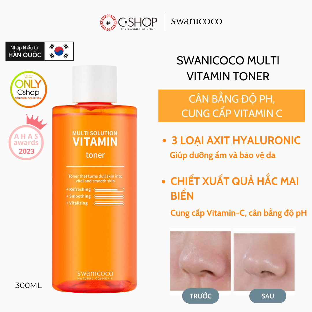 Toner cân bằng độ pH, cung cấp vitamin C cho da Swanicoco Multi Vitamin Toner