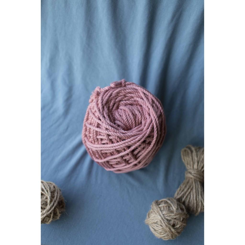 Dây thừng cotton làm handmade, macrame, decor màu Hồng vỏ đậu